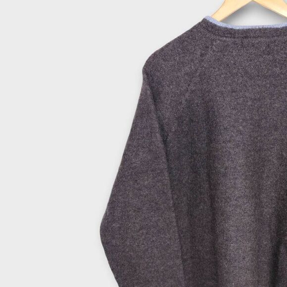 Vtg Karen Scott Wool Cardigan Sz XL Zip Front Grey Blue Embroidery Cottagecore 9 - Picture 7 of 11